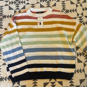 ZESICA Women's Long Sleeve Crew Neck Striped Knitted Pullover Sweater -Size XXL